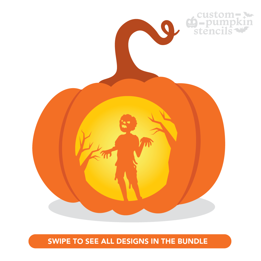 Zombie Pumpkin Carving Stencil